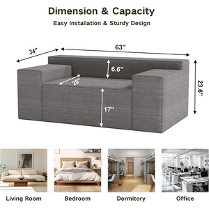 Customized One-Piece Foam <b>Sofa</b> Square High-Density Upholstered Living Room Furniture - Product Image 2