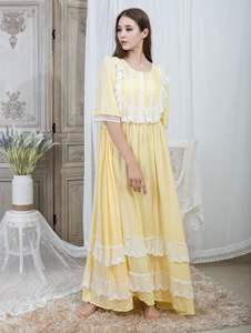 Pigiama e camicia <span class=keywords><strong>da</strong></span> <span class=keywords><strong>notte</strong></span> retrò Plus-size <span class=keywords><strong>da</strong></span> donna lungo stile palazzo con finiture in pizzo - Product Image 4