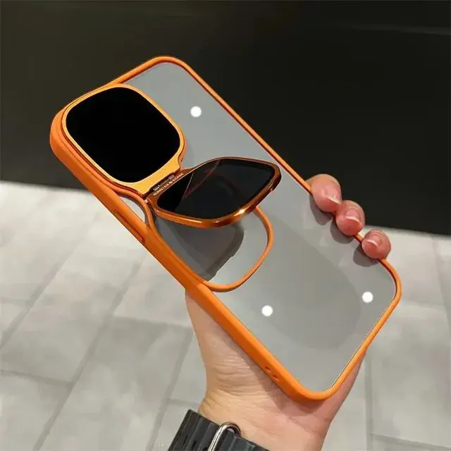 Luxuriöser transparenter Stand Acryl-Hülle für iPhone 15 Pro 14 13 Pro Max 12 Kamera-Schutzhalterung Stoßfeste Abdeckung