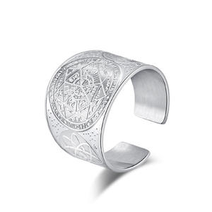Solomon Kabbalah misticismo anillo de estrella de siete puntas tamaño ajustable Vintage plata antigua joyería de mano - Product Image 2