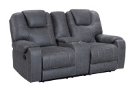 Ensemble de canapés inclinables manuels 3 pièces : canapé, causeuse et fauteuil avec table console pour salon et mobilier de détente à domicile