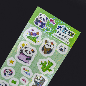 Tùy chỉnh chết cắt dễ thương Sticker Set khuyến mại in ấn phim hoạt hình không thấm nước Hologram <span class=keywords><strong>Panda</strong></span> cá nhân dán Sheets - Product Image 2