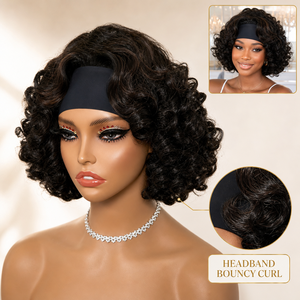 Parrucca Brasiliana Vergine Riccioli Voluminosi con Fascia, 12 Pollici, Senza Colla, Pronta all'Uso, <span class=keywords><strong>Ricci</strong></span> Neri a Spirale, Naturale, da Donna, Ingrosso di Senmu Beauty - Product Image 2