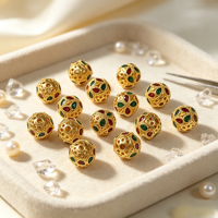 Perles entretoises creuses en laiton émaillé motif trèfle, perles rondes plaquées or à grand trou pour la fabrication de bijoux et fournitures de bricolage assemblées à la main