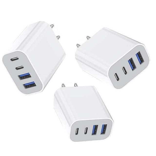 40W 4-Port PD Fast Charger US Plug, Intelligent Power Distribution USB C Wall Charger for iPhone Samsung iPad