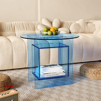 Table basse simple en acrylique et armoire d'angle, table basse décontractée avec étagère - Modèle de vitrine en acrylique, meubles en acrylique