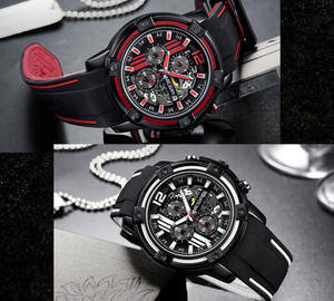 Nuevo reloj de cuarzo con visualización de fecha esqueletizada y esfera grande; reloj de pulsera de cuarzo para hombre moderno y elegante. - Product Image 4