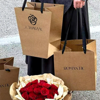 Sac en papier kraft pour bouquets, sacs en papier de luxe pour petites entreprises, emballage de fleurs en forme de trapèze, sac cadeau avec poignée