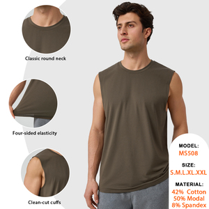 Tops en modal respirant pour hommes, amples et rafraîchissants, pour la course à pied, le basketball, l'entraînement, <span class=keywords><strong>débardeur</strong></span> personnalisé pour hommes, t-shirt sans manches, <span class=keywords><strong>débardeur</strong></span> de fitness - Product Image 2