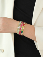 Bracelet en pierre de cristal coloré en gros d'usine bijoux de luxe bracelets de perles d'émail de tuile plaqués or 14k pour des couples