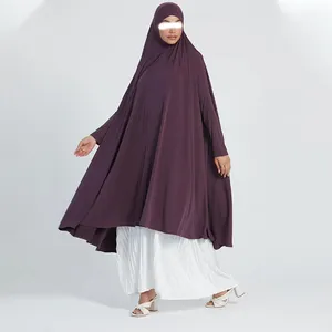 3374 gaun kasual Lengan kelelawar wanita Muslim Timur Tengah desain bertudung Chador warna Solid jilbab khimar dengan penutup wajah Niqab