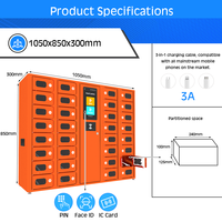 Casier de recharge intelligent à 32 compartiments avec reconnaissance faciale, mot de passe et carte IC, stockage haute densité pour téléphones portables, idéal pour les écoles et les bureaux