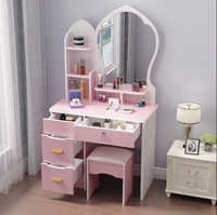Table de maquillage moderne et simple multifonctionnelle pour chambre à coucher de princesse Via Netflix Petits meubles de maison en bois pour hôtel