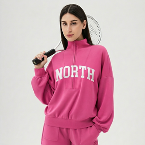 Wholesale Loose Fit Orange Halloween Printed <b>Sweatshirt</b> Drop Shoulder Pocket Fleece JumperPink <b>Women</b> <b>Half</b> <b>Zip</b> <b>Sweatshirt</b> Stand C - Product Image 1