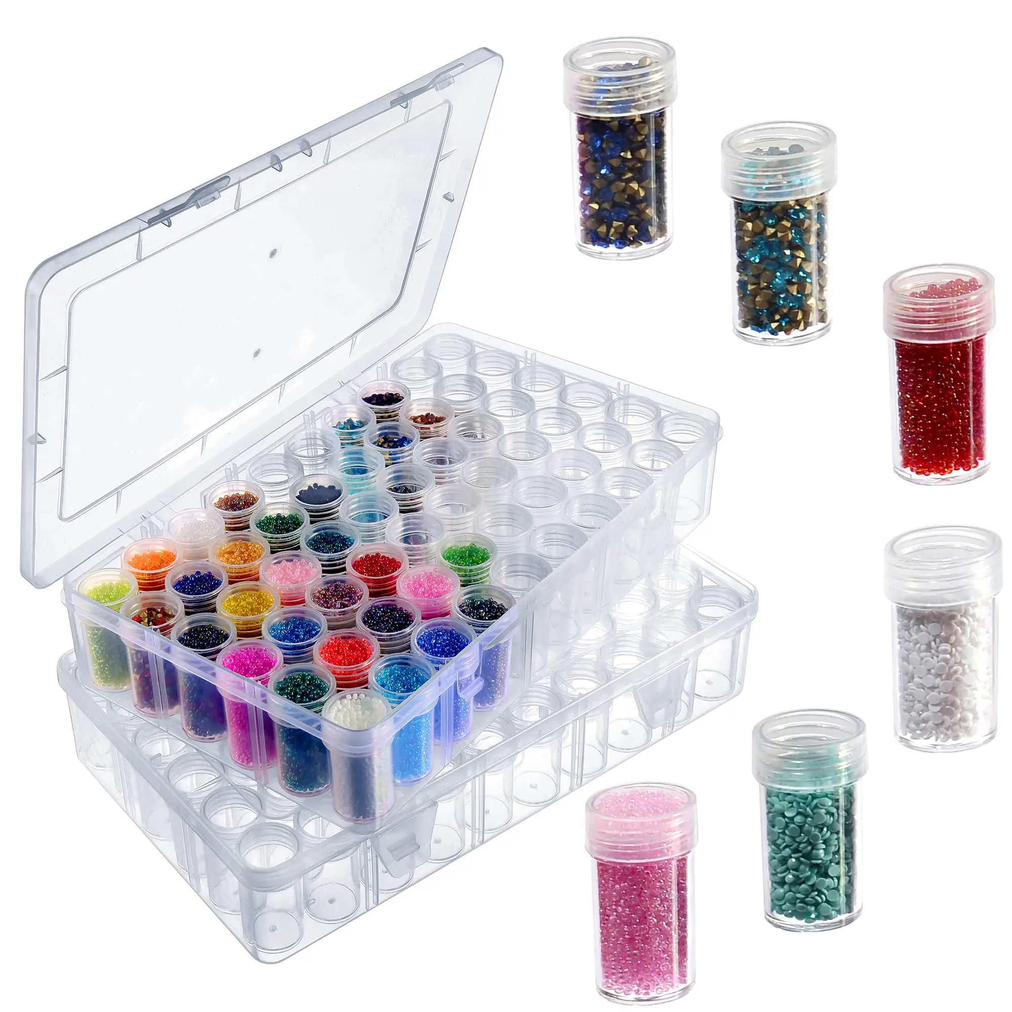 Boîte plastique Portable 60 grilles, organisateur et stockage de perles, conteneurs de peinture diamant, boîte de rangement d'artisanat d'art