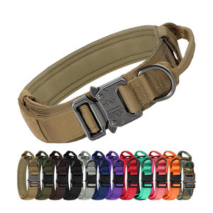 Personalized Logo & Color Nylon Solid Color Dog <b>Collar</b> and Leash Set for Medium/Large Dogs Tactical Training - Product Image 1