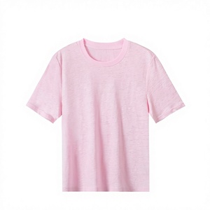 100% <strong>Linen</strong> <strong>Women's</strong> T-shirt Summer Cooling Snowflake Texture Round Neck Minimalist Loose Short Sleeve Pullover <strong>Top</strong> - Product Image 5