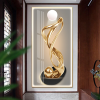 Art mural Peinture moderne de luxe Statue dorée Toile LED Cristal Peinture porcelaine