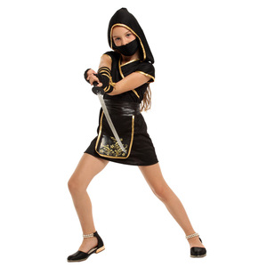 Costume de scène pour filles, Halloween, carnaval, noir et or, ensemble de nuit <span class=keywords><strong>Ninja</strong></span> <span class=keywords><strong>Assassin</strong></span>, ODM - Product Image 6