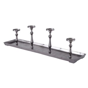 Portavelas Decorativos para el Hogar, para Centros de Mesa de Boda, Portavelas de Aluminio con Bandeja - Product Image 1