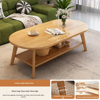 Table basse ovale en bois à 2 niveaux, moderne, durable et mobile, avec rangement, pour salon - Meilleures ventes