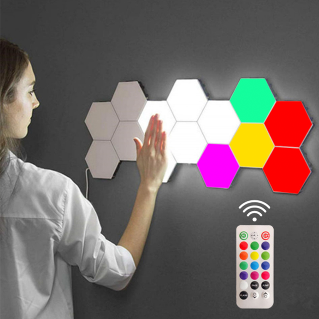 6pack APP Control USB Hexagonal Quantum Honeycomb Wall Lamp Smart Hexagon Light LED 30 Plastic White Modern 80 ABS RGB 5V 30000
