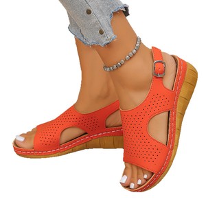 Women Summer Wedge Sandals New Hollow Breathable European and American Open-Toe Roman Sandals in Stock - Product Image 5