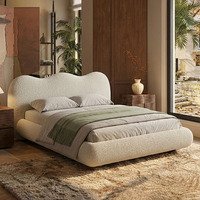 Lit rembourré en tissu amovible et lavable de style français, lit king-size de 1,8 m pour usage domestique, hôtel, ensemble de lit moderne blanc crème à vendre