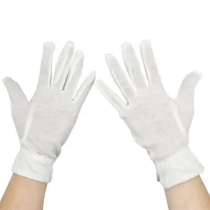 儿童仪式白色纯棉手工手套礼仪白色游行100% 纯棉饰品检查纯棉手套