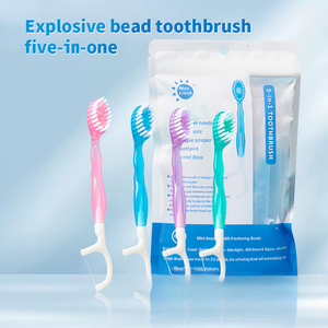 Mini ensemble de soins dentaires de voyage multifonctionnel 5-en-1 jetable Brosse à dents en nylon souple Dentifrice Grattoir à langue Étui de voyage - Product Image 5