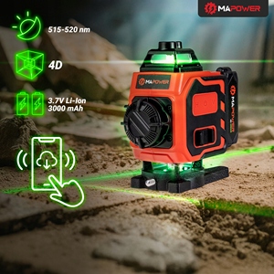 <span class=keywords><strong>Nivel</strong></span> Láser 4D Todo en Uno, Instrumento de Nivelación Láser de Pared con 16 Líneas, Autonivelación 4D, Rotación Verde de 360 Grados - Product Image 6