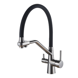 SANIVITAL <span class=keywords><strong>Rubinetto</strong></span> da Cucina Contemporaneo a <span class=keywords><strong>3</strong></span> <span class=keywords><strong>Vie</strong></span> in Ottone Zincato Nero di Lusso per Bagno e Cucina Montaggio su Piano Oro - Product Image 1