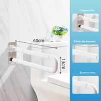 Pegangan Lipat Baja Anti Karat SUS304 Heavy Duty, Rel Pengaman Toilet yang Dapat Dilipat dengan Permukaan Anti Selip Nylon untuk Lansia