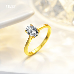 Nhẫn Cưới Moissanite Hình Bầu Dục Màu Vàng Mạ Vàng Cổ Điển 1 Ct Cắt Trứng Tuyệt Vời Chữ D Màu Sắc Thử Kim Cương Cho Nữ Trang Sức Mỹ - Product Image 1
