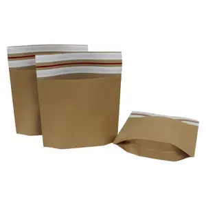 FSC 100% Recyclable Reusable Kraft Mailers Self Sealing Tear Resistant Packages Kraft Paper Bag Envelopes Natural Brown
