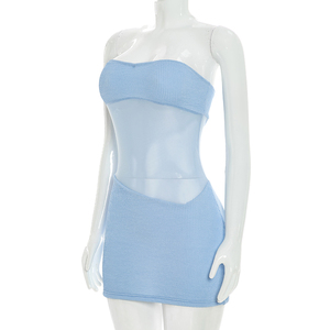 Viviblook D26DS211 Vestido de Verano Nuevo para Mujer, Sexy, sin Mangas, de Malla, sin Tirantes, Transparente, Ajustado, Tipo Bodycon, Mini Vestido de Fiesta - Product Image 3