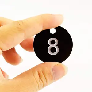 Etiqueta colgante de plástico ABS con agujero y anillo para decoración del hogar, etiqueta personalizada reutilizable con número de serie impreso, 100