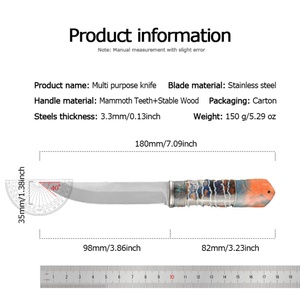 Cuchillo Táctico Personalizable Mammoth de Acero Inoxidable de Alta Calidad con Hoja Fija y Funda de Madera Incluida para Uso en Exteriores OEM - Product Image 6