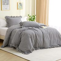 Ensemble de housse de couette 100% coton, imprimé à carreaux, avec fermeture éclair, ensemble de housse de couette écologique pour toutes les saisons