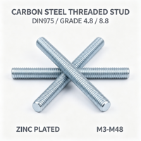 Barre filetée droite en acier au carbone DIN975, entièrement filetée, zinguée, grade 4.8/8.8, taille M3-M48, garantie 3 ans