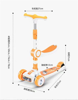 Trottinette pliable moderne et populaire avec lumières clignotantes, pédales larges et silencieuses, trois roues, capteur intelligent, hauteur réglable, jouet d'extérieur