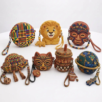 Porte-monnaie en silicone motif ethnique masque tribal africain lion, porte-clés dessin animé 3D, rangement pour écouteurs, logo personnalisé, vente en gros