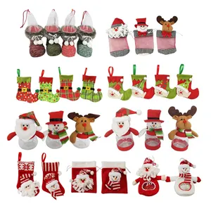 Christmas Holiday Handmade Decoration Felt Santa Claus Snowman Reindeer Handbag Christmas Bag