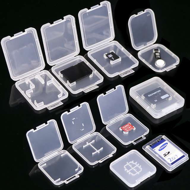 Factory Supply Protector Holder Micro Box for SD SDHC TF MS Memory Card Storage Case Bag Plastic Boxes Transparent