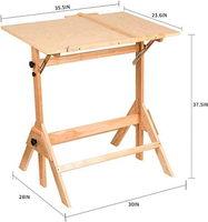 Table à dessin en bois massif MEEDEN, hauteur réglable et plateau inclinable pour les œuvres d'art, bureau de dessin pour artistes
