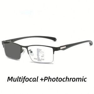 Gafas de Lectura Progresivas Multifocales Fotocromáticas con Protección Anti-luz Azul y Media Montura para Hombre, Venta al Por Mayor - Product Image 6