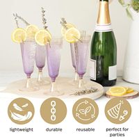 Gobelets à champagne jetables Mingyu élégants en plastique doré pailleté, paroi simple, PS 5,5x16cm, pour traiteur, événements, fêtes, sodas