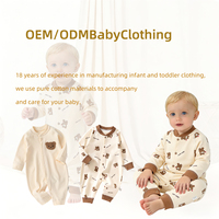Combinaison pour nouveau-né en coton doux Kaka Bear, respirante, pour bébés garçons et filles de 0 à 12 mois, manches longues, à porter tous les jours toute l'année