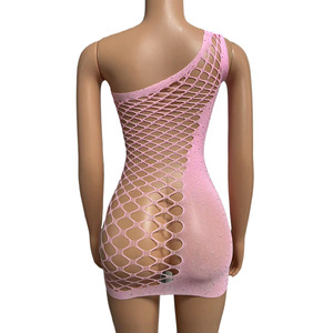 Bodycon-jurk met strass-stenen voor dames, uitgeholde nachtcluboutfit met één schouder - Product Image 5