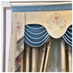 High Quality New Design Jacquard Valance Fabric Curtains Backing and Tassels Curtains Sheer Valance Set